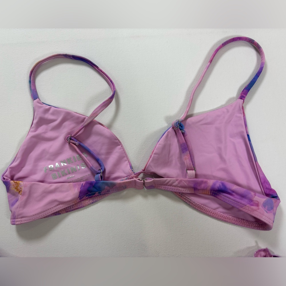Frankie's Bikinis Pink and Purple Floral Tie-Side Bikini - Picture 6 of 8